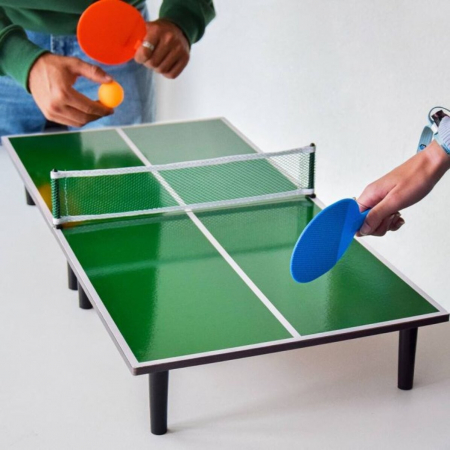 Mini Masa de Ping Pong Flippy, pentru interior, Material Lemn, 60 x 10 x 30 cm, 2 mingi, portabila, verde [5]