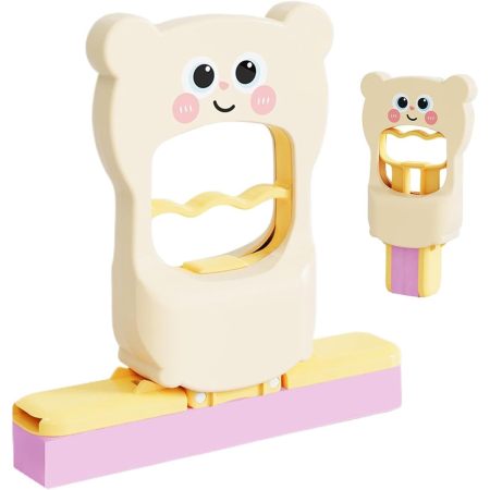 Pentru Casa si Camping - Mini Mop, Flippy, de Mana, Pliabil, Model Ursulet, din Plastic, 9 x 15 x 15 cm, Roz