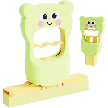 Pentru Casa si Camping - Mini Mop, Flippy, de Mana, Pliabil, Model Ursulet, din Plastic, 9 x 15 x 15 cm, Verde