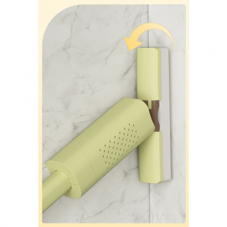 Mini Mop, Flippy, Pentru Uz Casnic, Sistem Autostoarcere, Portabil, Mop cu Burete, Rotire 180°,15 x 27.5 cm, Verde [3]