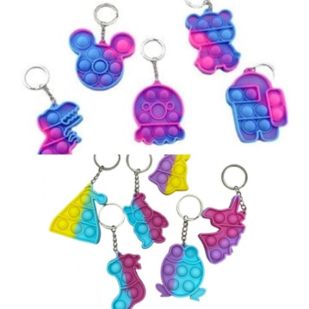 Jucarii, Copii & Bebe - Mini POP IT Jucarie Push Pop Bubble Fidget Breloc, Modele diverse, Multicolor,Model random