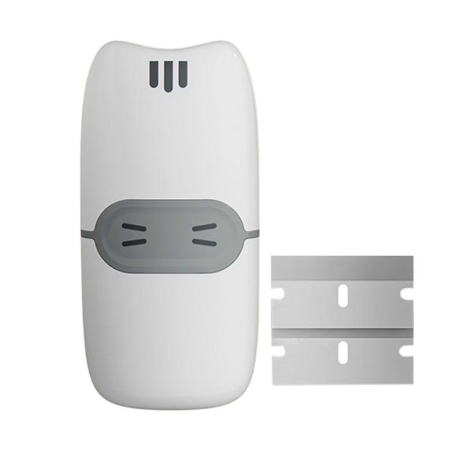 Mini Racleta de Curatare, Flippy, pentru Etichete, Adezivi, din ABS+ Metal, 2 Lame Incluse, Alb/Gri [0]