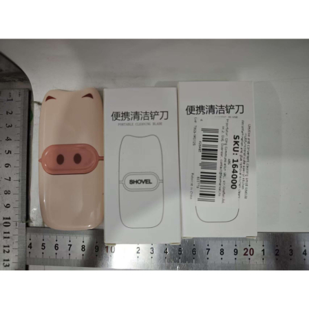 Mini Racleta de Curatare, Flippy, pentru Etichete, Adezivi, din ABS+ Metal, 2 Lame Incluse, Roz [4]