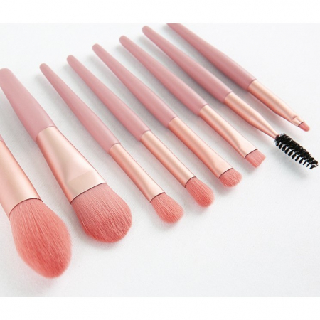 Mini set portabil 8 pensule de machiaj Roz, Flippy [3]