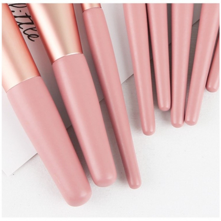 Mini set portabil 8 pensule de machiaj Roz, Flippy [2]