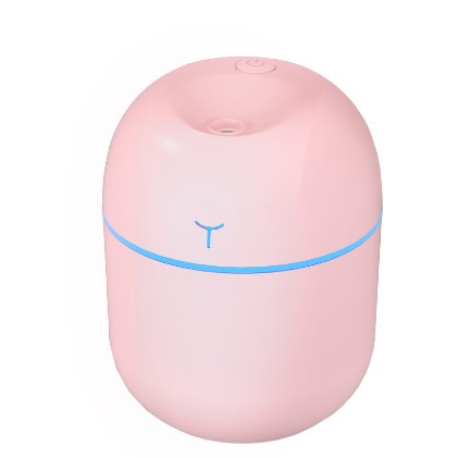Umidificatoare - Mini Umidificator Portabil, Flippy, 2 Moduri, Aromaterapie, Silentios, Lumina Ambientala, Incarcare USB, 220 ml, 8 x 8 x 10.3 cm, Roz