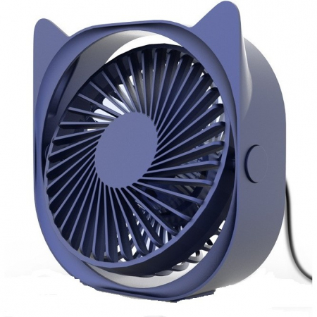 Mini ventilator pentru birou cu usb, Flippy, rotire 360 grade, 3 viteze, 13.5 x 12,8 cm, Albastru [0]