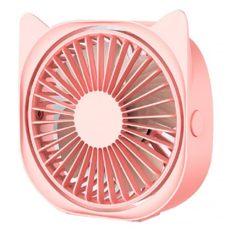 Ventilatoare - Mini ventilator pentru birou cu usb, Flippy, rotire 360 grade, 3 viteze, 13.5 x 12,8 cm, Roz