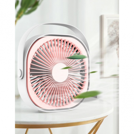 Mini ventilator pentru birou cu usb, Flippy, rotire 360 grade, 3 viteze, 1500 mA, 13.5 x 12,8, Roz [2]