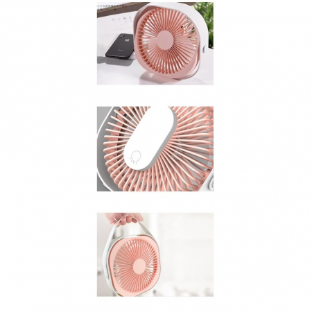 Mini ventilator pentru birou cu usb, Flippy, rotire 360 grade, 3 viteze, 1500 mA, 13.5 x 12,8, Roz [4]