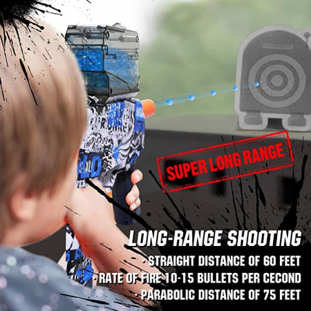 Lichidare Mitraliera de jucarie electrica Flippy cu bile de hidrogen de gel, gun bluster, tragere in rafala, varsta peste 6 ani, ochelari de protectie, 5000 de bile incluse, cablu de incarcare, 40.1 x [5]