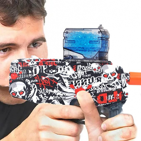 Mitraliera de jucarie electrica Flippy cu bile de hidrogen de gel, gun bluster, tragere in rafala, varsta peste 6 ani, ochelari de protectie, 5000 de bile incluse, cablu de incarcare, 40.1 x 31.6 cm,  [4]