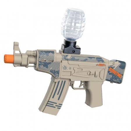 Jucarii, Copii & Bebe - Mitraliera de jucarie electrica Flippy cu bile de hidrogen de gel, gun bluster, tragere in rafala, varsta peste 6 ani, ochelari de protectie, 5000 de bile incluse, cablu de incarcare, 28x31 cm, AK47, 