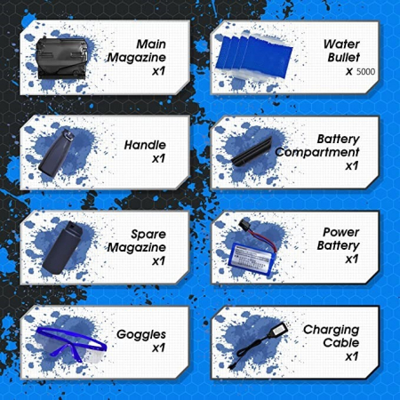 Lichidare Mitraliera de jucarie electrica Flippy cu bile de hidrogen de gel, gun bluster, tragere in rafala, varsta peste 6 ani, ochelari de protectie, 5000 de bile incluse, cablu de incarcare, 40.1 x [8]