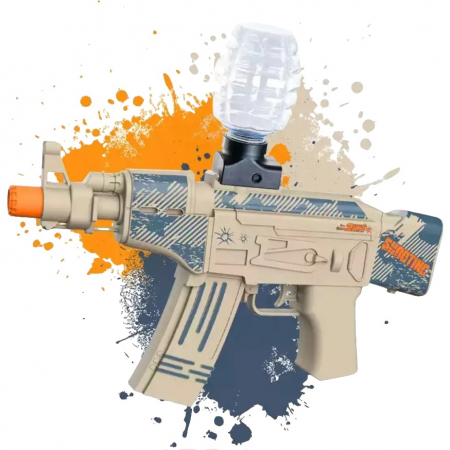 Mitraliera de jucarie electrica Flippy cu bile de hidrogen de gel, gun bluster, tragere in rafala, varsta peste 6 ani, ochelari de protectie, 5000 de bile incluse, cablu de incarcare, 28x31 cm, AK47,  [2]