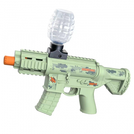 Jucarii, Copii & Bebe - Mitraliera de jucarie electrica Flippy cu bile de hidrogen de gel, gun bluster, tragere in rafala, varsta peste 6 ani, ochelari de protectie, 5000 de bile incluse, cablu de incarcare, 27x31.5 cm, Mp9,