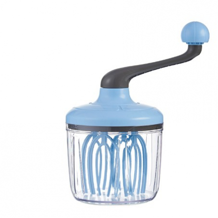 Bucatarie si electrocasnice - Mixer Manual, Flippy, pentru Oua Smantana Frisca Aluat, Maner Plastic, Usor de Utilizat si Depozitat, Bol Transparent, 24.5 x 11.5 cm Albastru