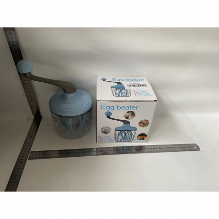 Mixer Manual, Flippy, pentru Oua Smantana Frisca Aluat, Maner Plastic, Usor de Utilizat si Depozitat, Bol Transparent, 24.5 x 11.5 cm Albastru [1]