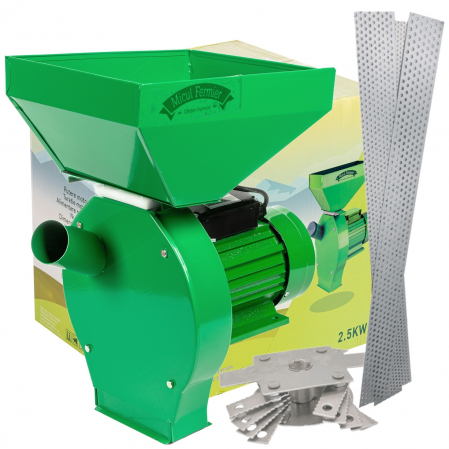 Mori pentru cereale - Moara cereale si stiuleti Micul Fermier, motor 2.5 Kw, 20 ciocanele, 4 site, cuva mare, 200 kg/h