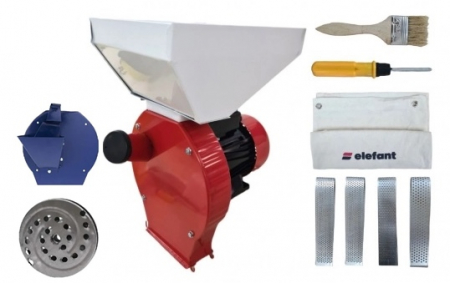 Gradina - Moara Electrica Elefant 350E Rusia, 3000 rpm, 200 Kg max, 3.5 KW + Adaptor fructe si legume
