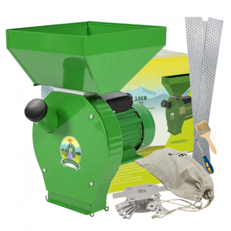 Mori pentru cereale - Moara electrica Micul Fermier cu sac, 3.9 KW, cuva mare, 270 Kg/h