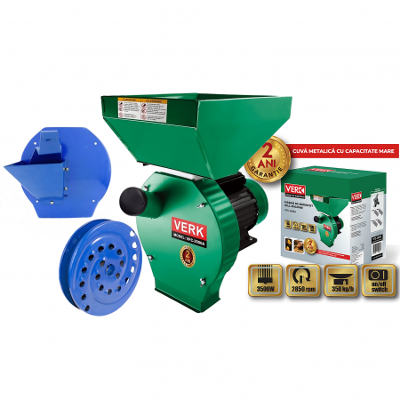 Moara electrica pentru cereale si stiuleti Verk Cuva mare, 3.5 kW, 350 kg/h + Adaptor fructe si legume [0]