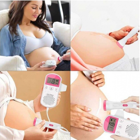 Lichidare Monitor Fetal Doppler, Flippy, Monitorizare Sarcina, Ritm Cardiac, Ecran LCD 4.5 cm, 2 x Baterii AA (neincluse), Portabil, din ABS, 12.8 x 9.6 x 3 cm, Utilizare de la 9 Saptamani, Roz [4]