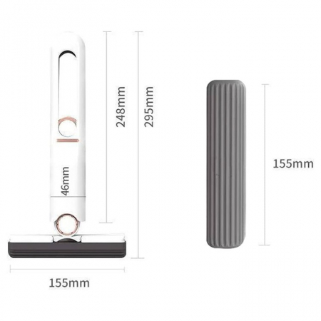 Mop de mana Flippy, mini-portabil, cu sistem de stoarcere, dispozitiv de curatat manual, cu burete absorbant, material PVA, multisuprafete si geamuri, 29.5 x 15.5 cm, alb [6]