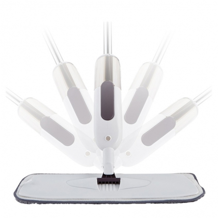 Mop plat, Flippy, cu pulverizator, pentru uz casnic, plastic, rezerva de mop din microfibra, 125x40 cm, Alb/Mov [4]