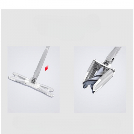 Mop Plat, Flippy, cu Sistem de Stoarcere, 2 Lavete Incluse, Lungime Telescopica 140 cm, Argintiu [5]