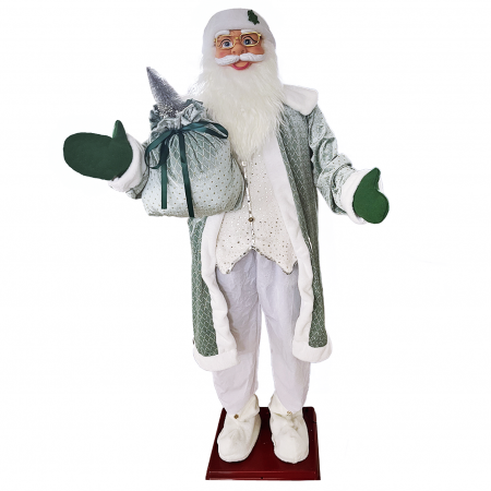 Decoratiuni, ornamente si articole Craciun - Mos Craciun muzical cu miscare lenta, culoare verde, dimensiune 180 cm, cu alimentare la priza, HH-456