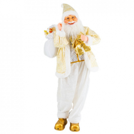 Mos Craciun muzical cu miscare lenta, culoare alb, dimensiune 90 cm, cu alimentare la priza, HB-1000-90 [0]