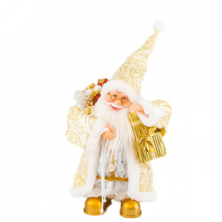 Mos Craciun muzical cu miscare lenta, culoare alb, dimensiune 50 cm, cu baterii HB-1000-50 [0]