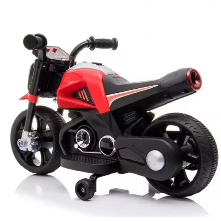! LICHIDARE DE STOC ! Motocicleta Electrica cu 2 Roti Mari si 2 Roti Ajutatoare, Flippy, Acumulator Incarcare, Anti-Rasturnare, Lumini, Muzica, Motor:380, Baterie 6V4.5, 41.5x70x34 cm, 4.5 Kg, 3 Ani+, [6]