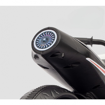 Lichidare Motocicleta Electrica cu 2 Roti Mari si 2 Roti Ajutatoare, Flippy, Acumulator Incarcare, Anti-Rasturnare, Lumini, Muzica, Motor:380, Baterie 6V4.5, 41.5x70x34 cm, 4.5 Kg, 3 Ani+, Gri Negru [3]