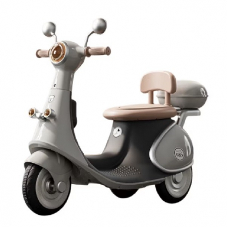 Jucarii, Copii & Bebe - Motocicletă Electrică cu 3 Roti, Flippy, Acumulator Încarcare, Anti-Rasturnare, Lumini, Sunete, Baterie 6V 7Ah, Telecomanda, 95x67x36cm, Gri
