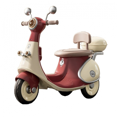 Masinute, vehicule pentru copii - Lichidare Motocicletă Electrică cu 3 Roti, Flippy, Acumulator Încarcare, Anti-Rasturnare, Lumini, Sunete, Baterie 6V 7Ah, Telecomanda, 95x67x36cm, Rosu