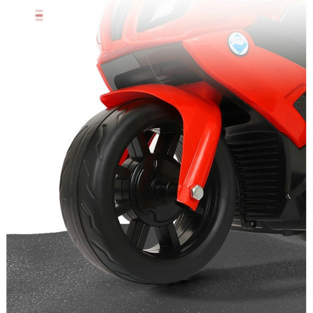 Motocicleta Electrica Flippy, cu Acumulator, cu Sistem Anti-Rasturnare, Sistem de Lumini si Sunet, 1-4 Ani, 42 x 68 x 36 cm, Rosu [3]