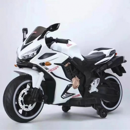 Jucarii, Copii & Bebe - Motocicleta electrica pentru copii 2-9 ani, cu lumini in roti si faruri, Model 999 Alb
