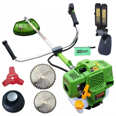 Gradina - Motocoasa benzina Procraft T4350, 2T, 5.8 CP, 9000 rpm, 3 sisteme de taiere