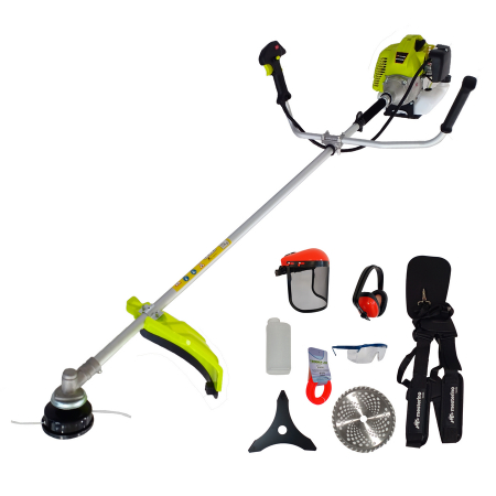 Motocoase, Trimmere si Masini de tuns gazon - Motocoasa de umar pe benzina Wertcraft TOOLS NT-BC520B, motor in 2 timpi, 52cc, 2.3 CP, turatie maxima 10000 RPM, 10 accesorii