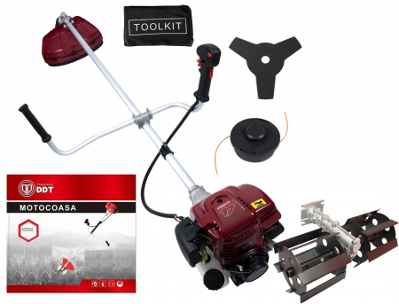 Gradina - Motocoasa pe benzina in 4 timpi, DDT-1000L, 7 Cp, 62 CC, 3 acc. incluse + Prasitoare 28mm