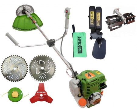 Motocoasa pe benzina in 4 timpi, Procraft T5600, 6.3 Cp, 62 CC, 5 acc. incluse + Prasitoare 28mm *9T [0]