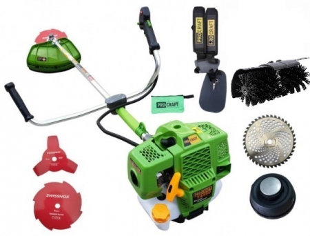 Gradina - Motocoasa pe benzina Procraft T4350 Pro, 4.8 Cp, 58 CC, 5 acc. incluse + Perie zapada/maturat