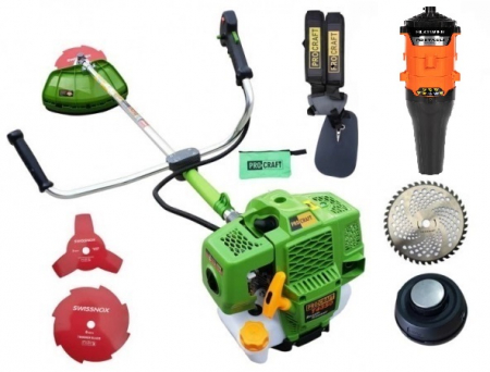 Gradina - Motocoasa pe benzina Procraft T4350 Pro, 4.8 Cp, 58 CC, 5 acc. incluse + Accesoriu pentru suflat