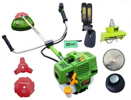 Gradina - Motocoasa pe benzina Procraft T4350 Pro, 4.8 Cp, 58 CC, 5 acc. incluse + Freza de zapada