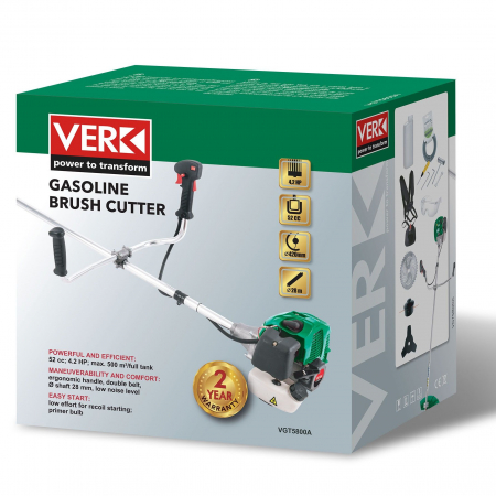 Motocoasa pe benzina Verk VGT5800A, 4.2 Cp, 52 CC, 8 acc. incluse [4]