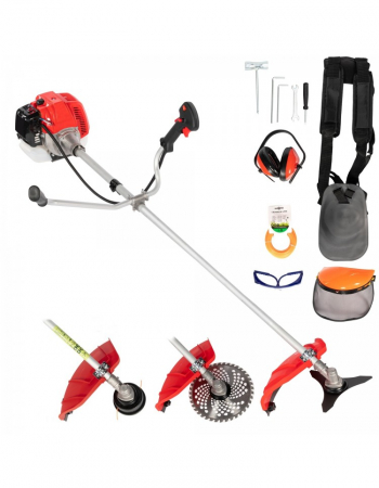 Gradina - Motocoasa pe benzina Wertcraft WRT-017, 6 Cp, 52 CC, 9000 Rpm, 8 accesorii incluse