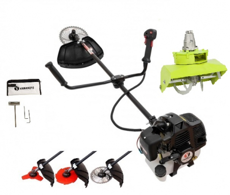 Gradina - Motocoasa pe benzina Yamamoto 520PRO, 6.7 Cp, 52 CC, 5 acc. incluse + Freza de zapada