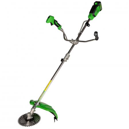 Motoburghie, Motocositori, Trimmere - Motocoasa (Trimmer) electrica Micul Fermier 20V, 2 acumulatori 4Ah, maner dublu, motor fara perii